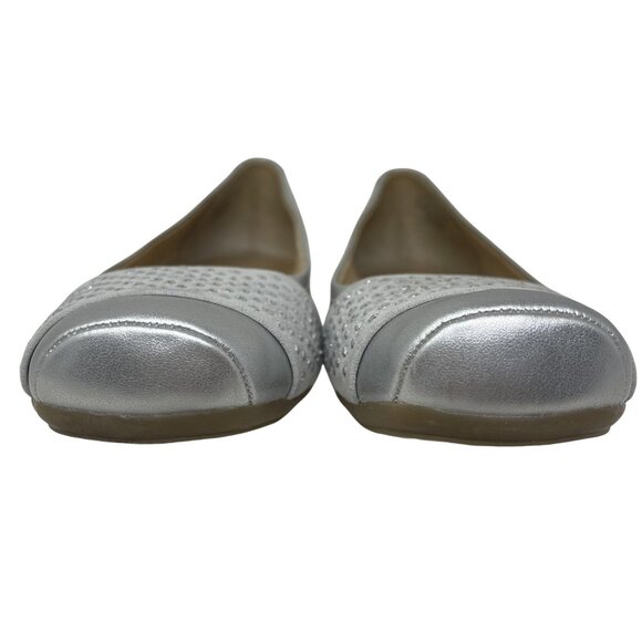 NWOB Naturalizer Vine Square Toe Ballet Flats, Silver, Size 9.5M - Picture 13 of 15